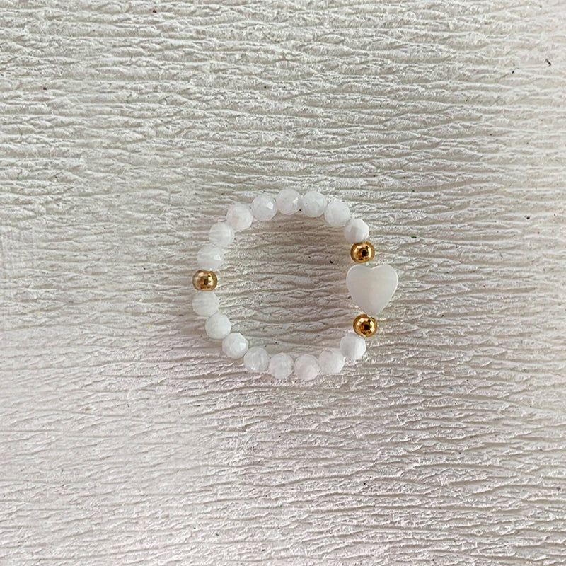 Elegant Handmade Freshwater Pearl Rings Women With Stainless Steel Bead Elastic Thread Wedding Statement Ring Gift