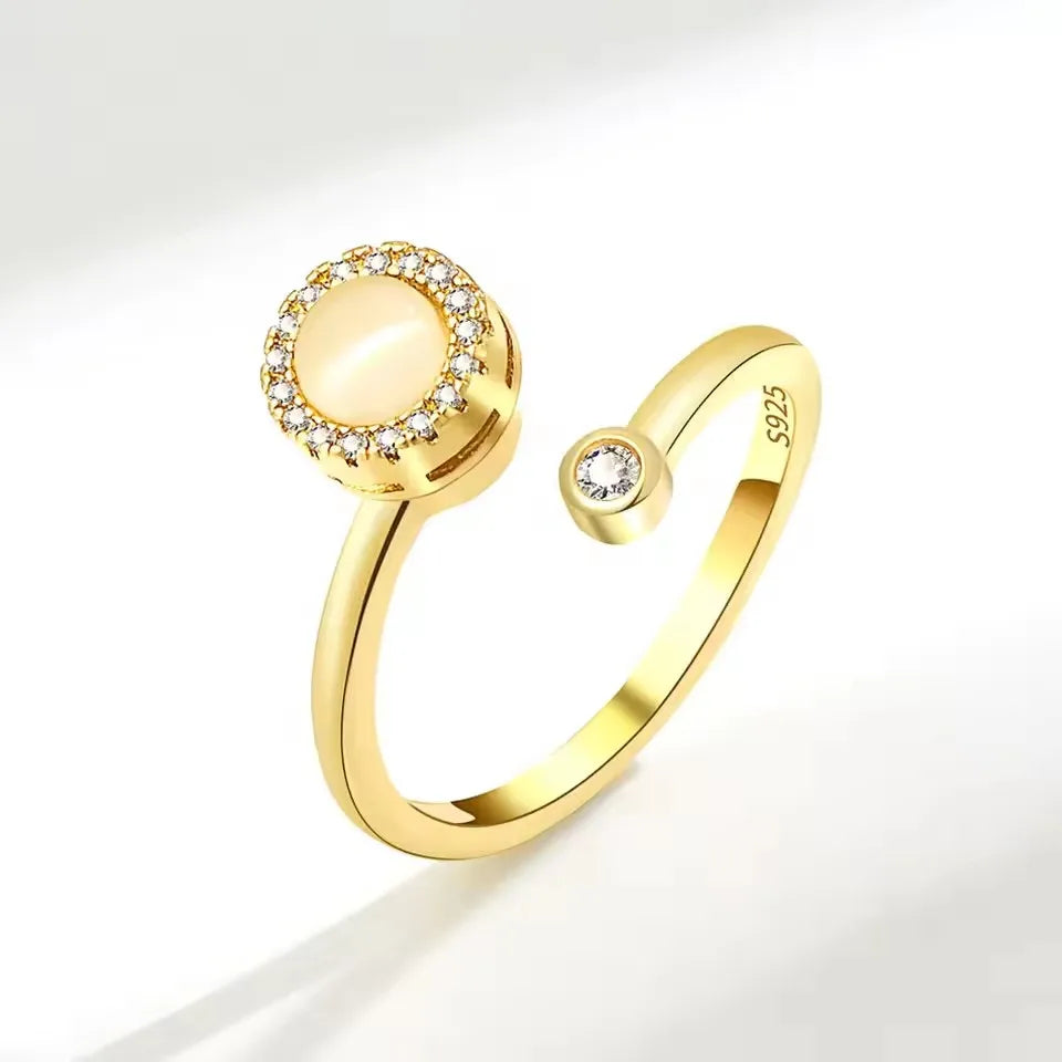 925 Sterling Silver Rotatable Sunflower Ring