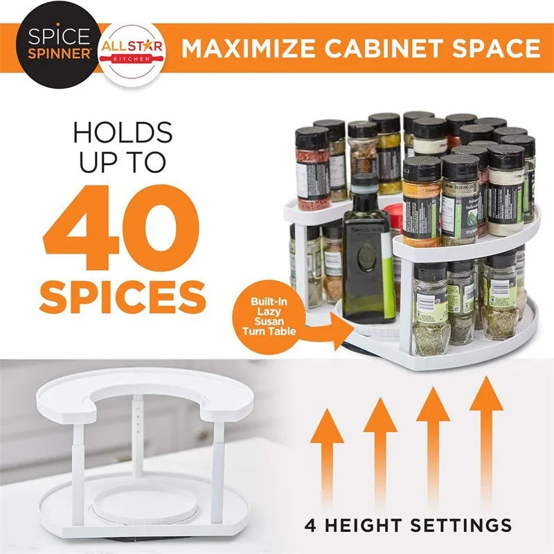 Rotating Spice Rack Organizer – Adjustable Kitchen Storage Spinner