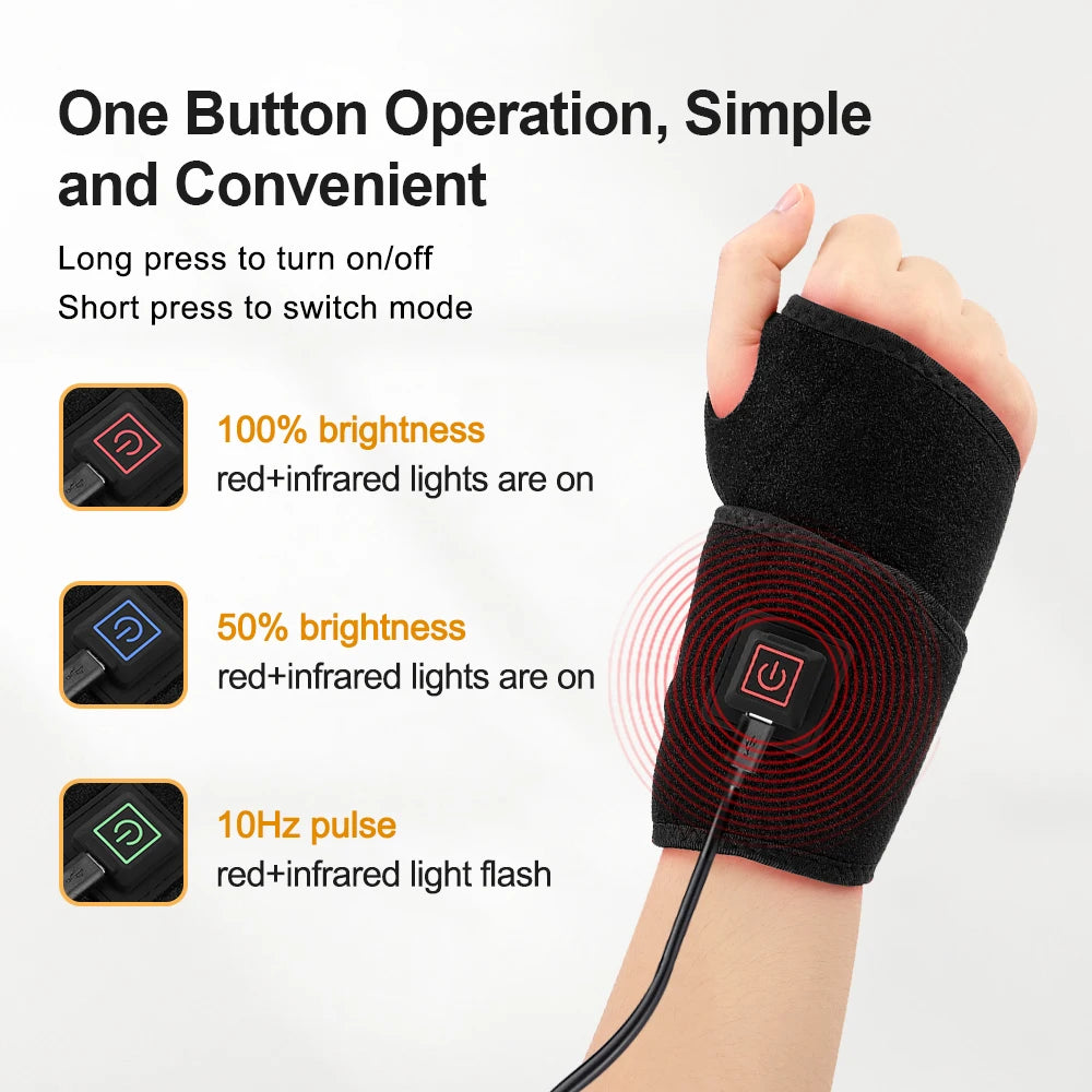 Red Light Therapy Wrist Massager Electric Infrared Heating Pad Vibration Wrap