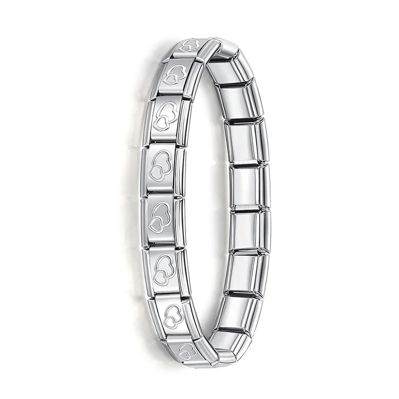 Italian Elastic Stainless Steel Charm Bracelet 9mm