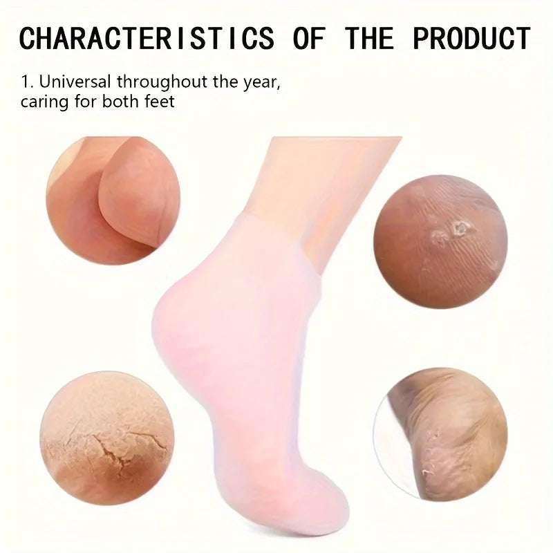 1 Pair Silicone Gel Moisturizing Socks Dry Cracked Feet Repair Heel Care Tool