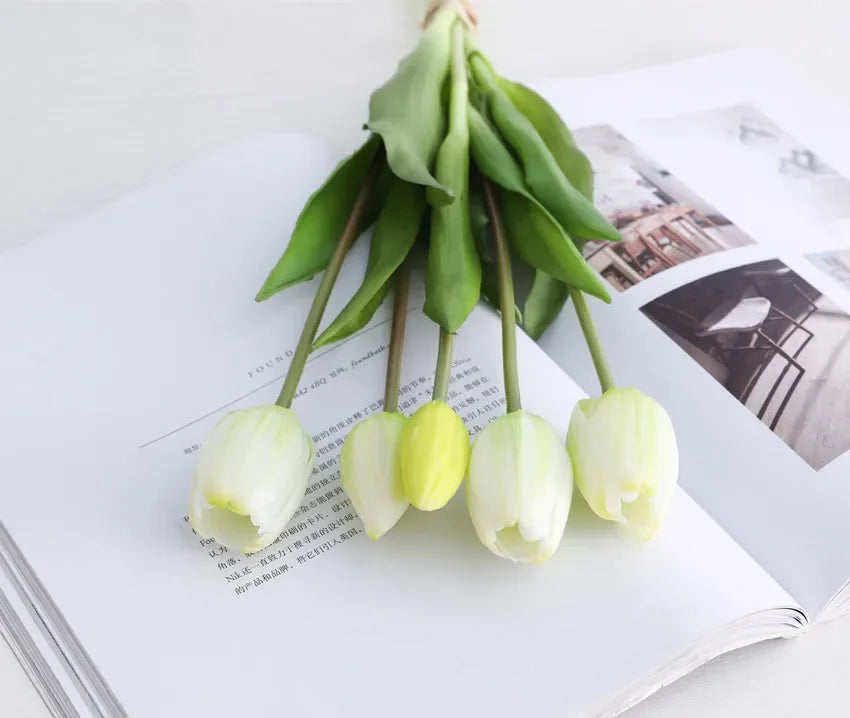 Real Touch Artificial Tulips Fake Flower Bouquet Home Wedding Table Decoration