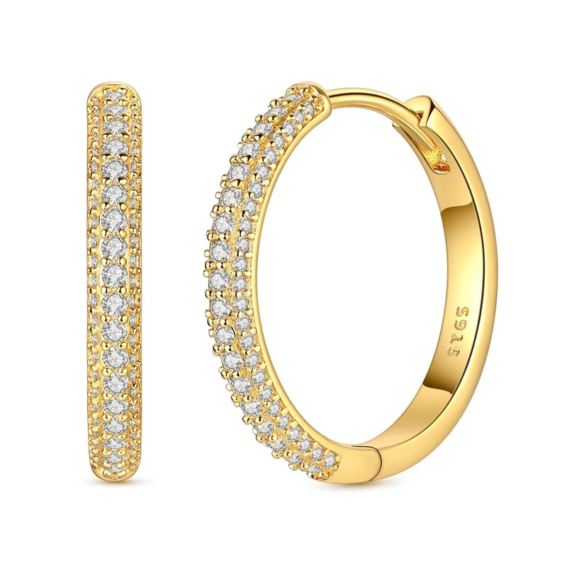 925 Sterling Silver Hoops Earrings Hypoallergenic Hoops Earrings With Zirconia Fashion High Quality Jewelry for Women Girls