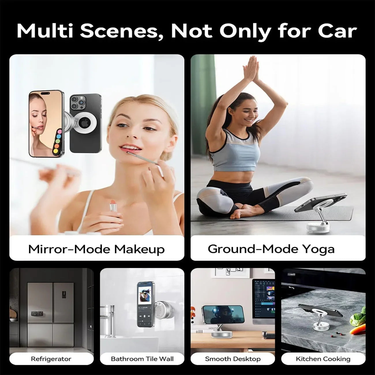 MagSafe Magnetic Suction Cup Car Phone Holder – 360° Adjustable Foldable Mini Phone Mount for iPhone