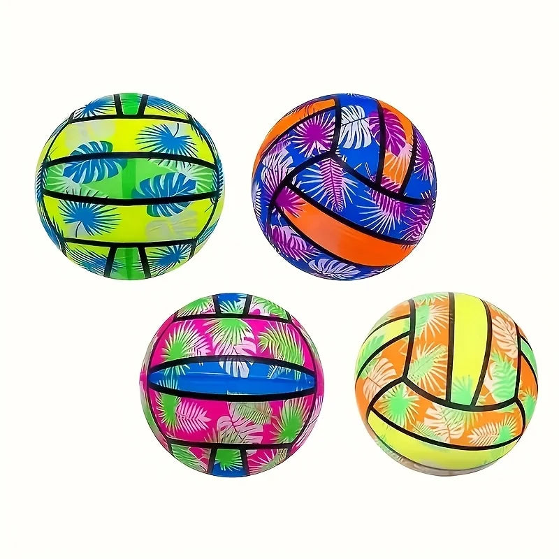 4-Pack Inflatable Tropical Leaf Beach Volleyballs | Summer Pool Toys