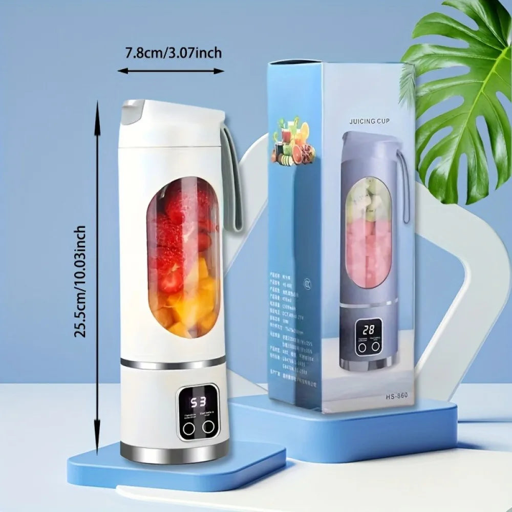 Portable USB Rechargeable Mini Blender – 12 Blade Juicer with Digital Display (Travel & On-the-Go)