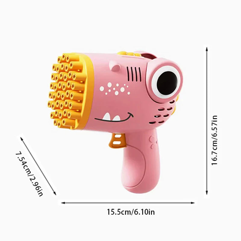 40-Hole Dinosaur Electric Bubble Gun - Handheld Machine for Kids & Parties