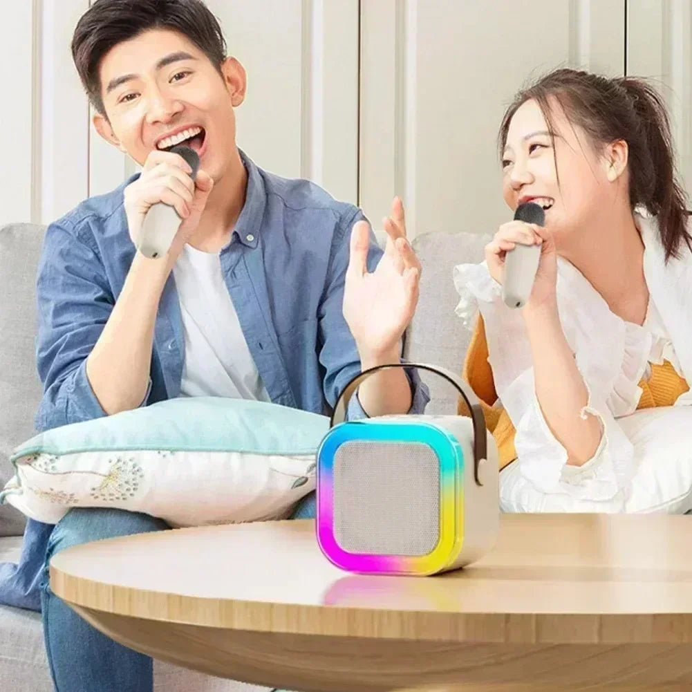 K12 Portable Mini Karaoke Machine Bluetooth Speaker with 1 or 2 Wireless Microphones