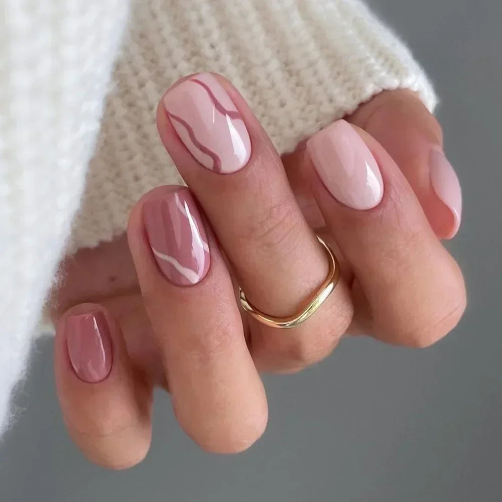 24Pcs Press on Fake Nails Short Square Black Starlit Sky Full Cover Tips