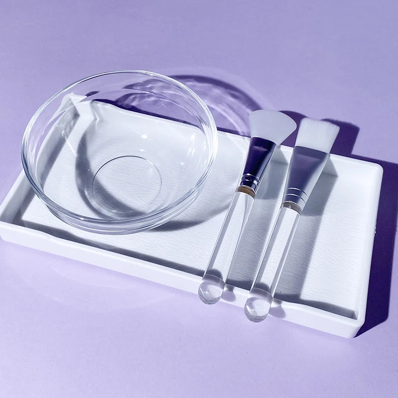 Skin Care DIY Mask Set Clear Rod Mud Mixing Bowl Spoon Set Soft Applicator Brushes for Face Deep Cleaning Portable Beauty Tools