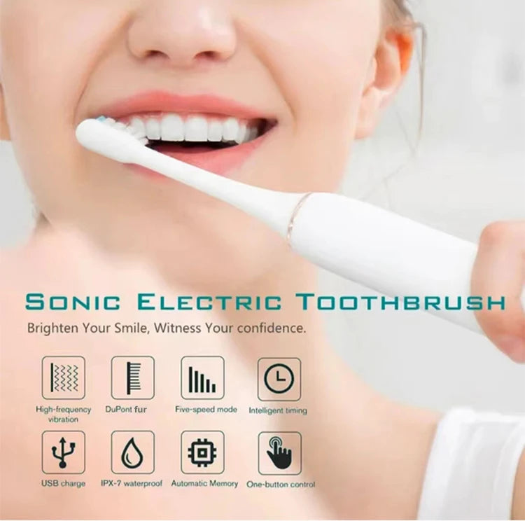 Electric Ultrasonic Toothbrush – 6 Speed USB Rechargeable Waterproof Tooth Cleaner (Couple Set)