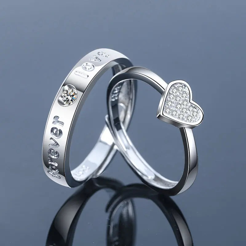 2Pcs 925 Sterling Silver Couples Ring Sets Light Polishing Simple Ring for Woman Man Classic Wedding Fine Jewelry Circle