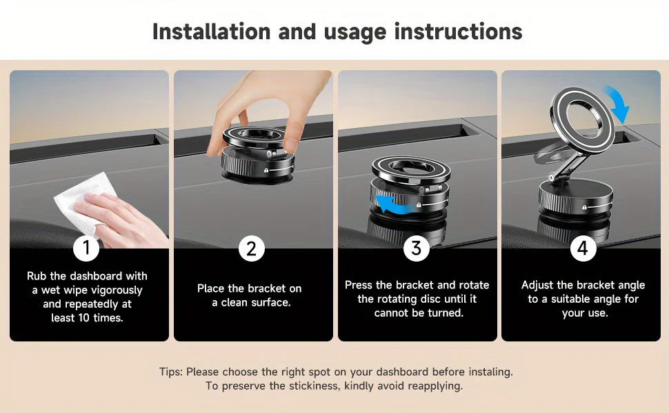 MagSafe Magnetic Suction Cup Car Phone Holder – 360° Adjustable Foldable Mini Phone Mount for iPhone