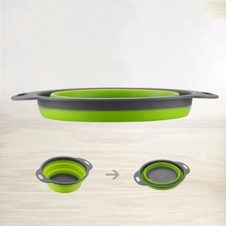 Collapsible Silicone Colander Strainer – Foldable Multi-Purpose Kitchen Basket for Pasta, Fruits & Vegetables