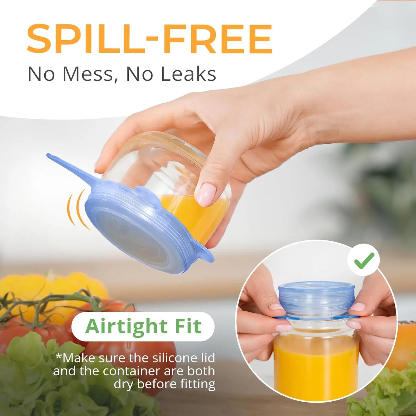 6-Pack Small Silicone Stretch Lids | Reusable & Leakproof Food Covers (2.6"–3.5")