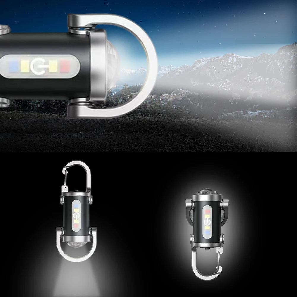 Rechargeable COB LED Keychain Flashlight – Multifunctional Portable Pocket Torch for Camping & Hiking