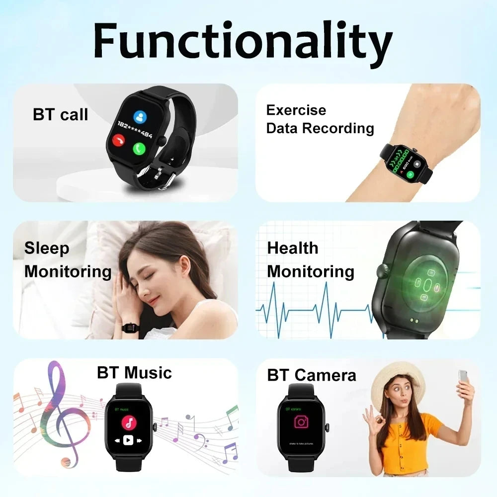 2.01 inch HD Touch Screen Smart Watch with Bluetooth Call & Fitness Tracker