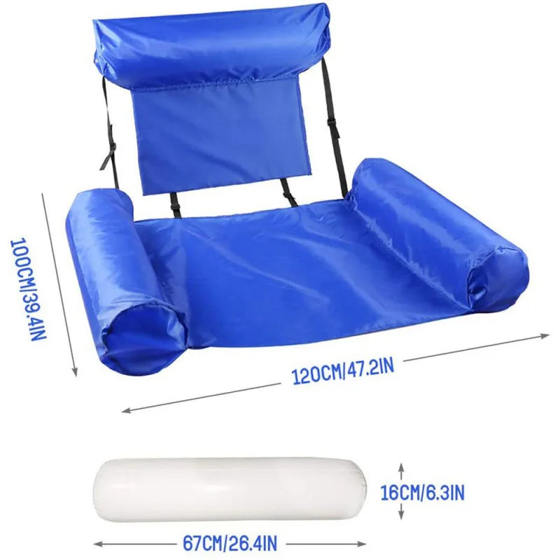 Inflatable Pool Float Hammock - Foldable Water Mattress Lounge Chair for Beach