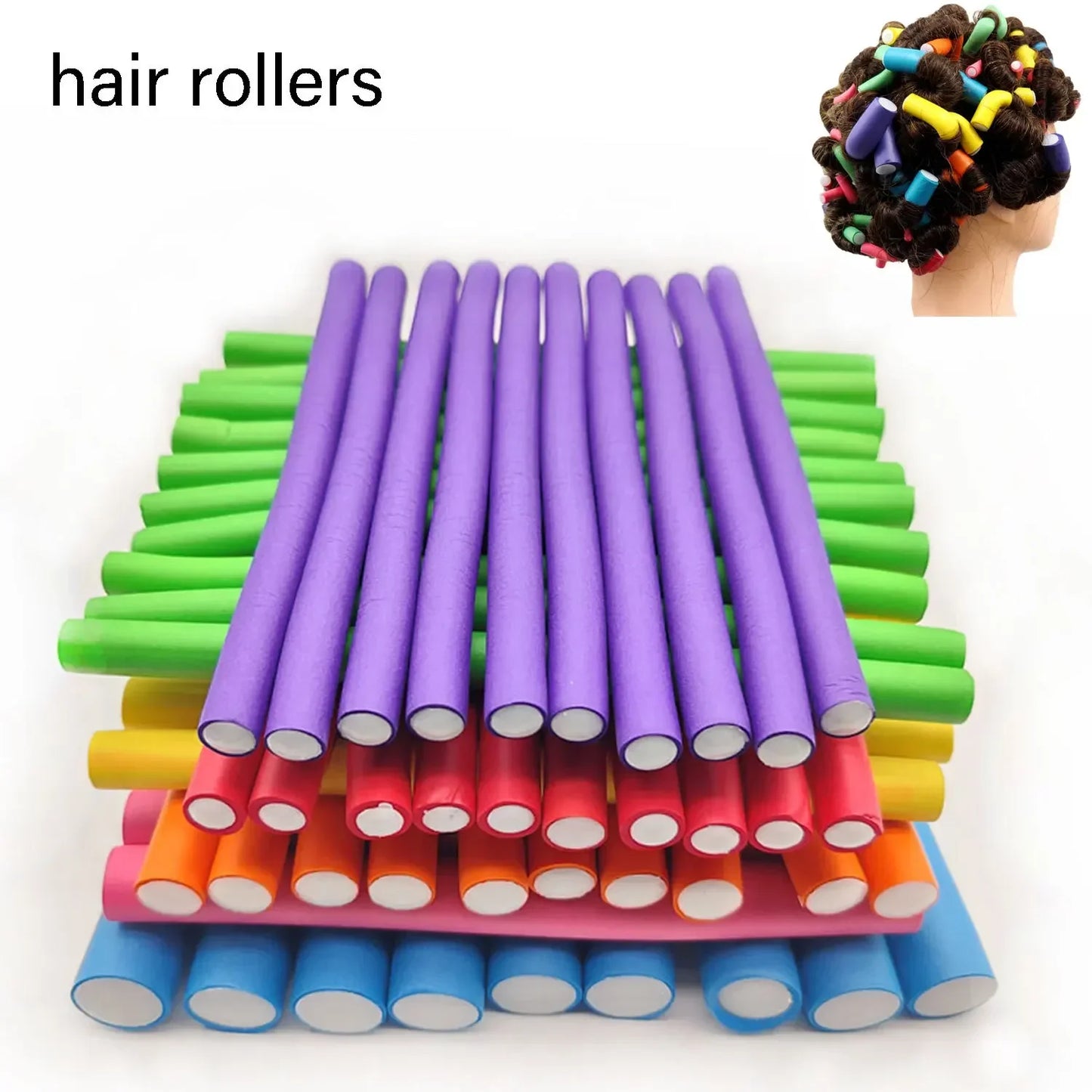 10pcs Flexible Hair Curling Rods Soft Foam Bendy Twist Flexi Rollers No Heat Styling