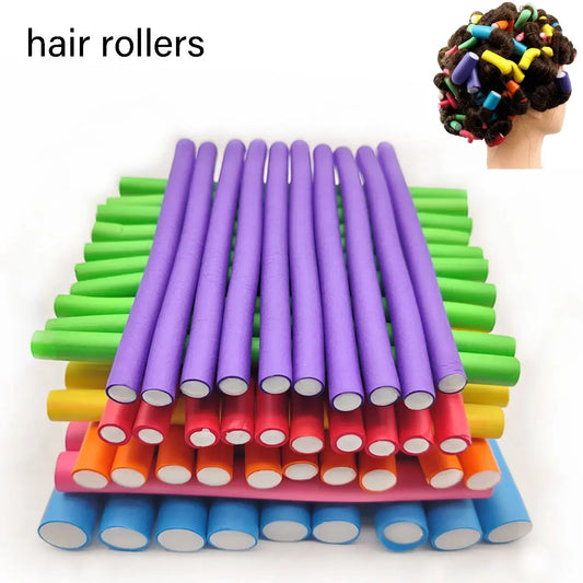 10pcs Flexible Hair Curling Rods Soft Foam Bendy Twist Flexi Rollers No Heat Styling