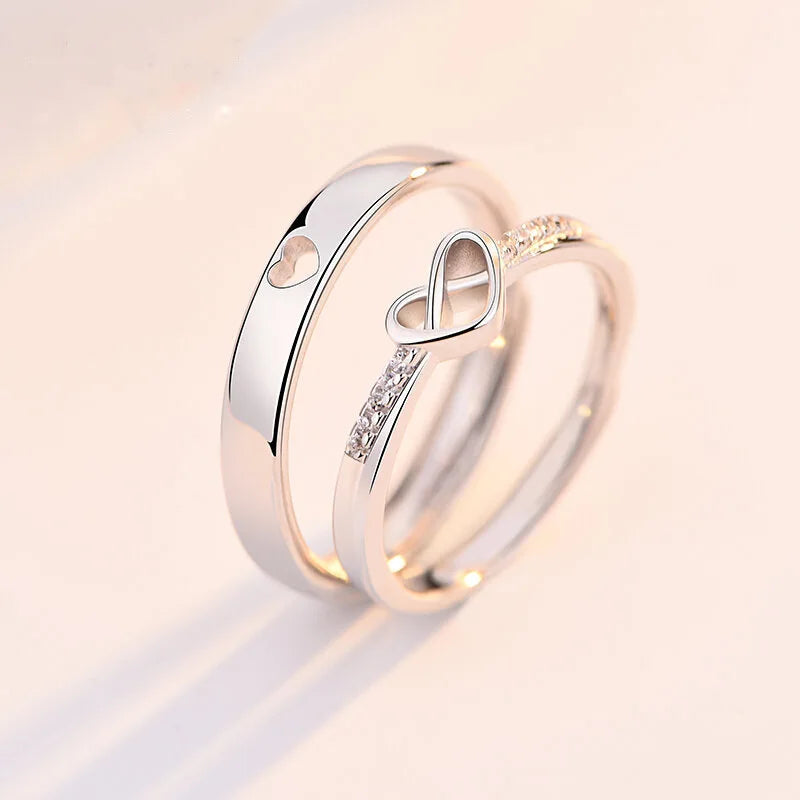 2Pcs 925 Sterling Silver Couples Ring Sets Light Polishing Simple Ring for Woman Man Classic Wedding Fine Jewelry Circle