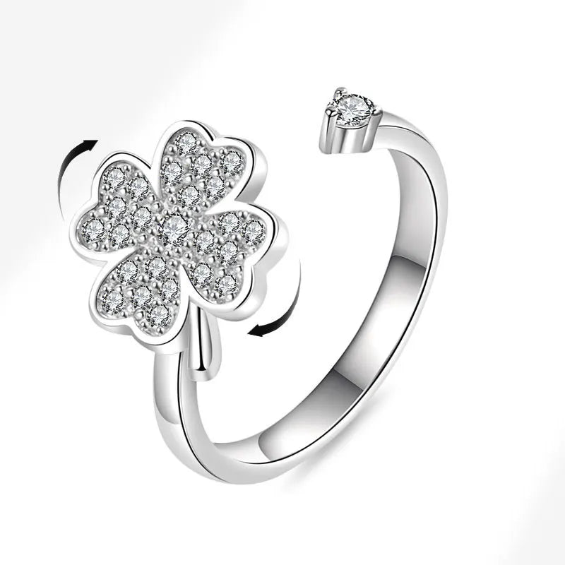 925 Sterling Silver Rotatable Sunflower Ring