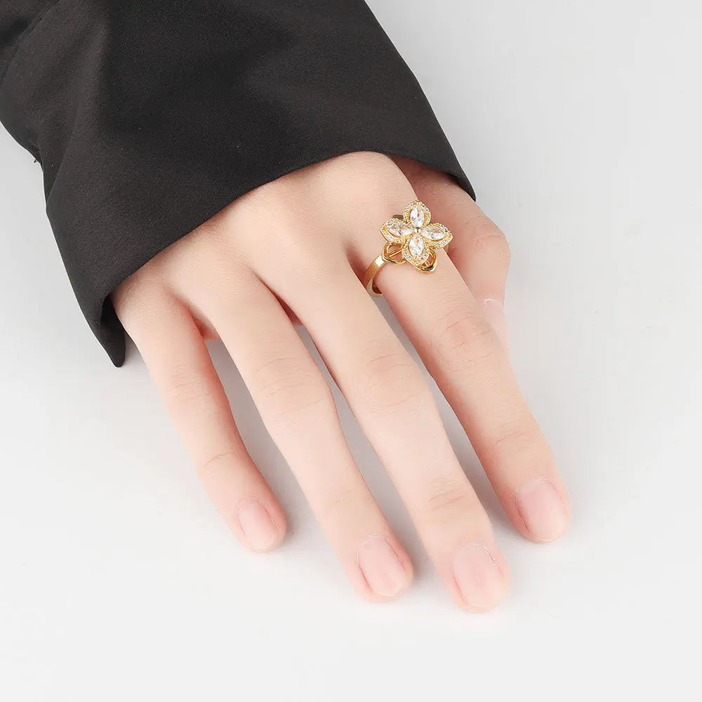 925 Sterling Silver Rotatable Sunflower Ring