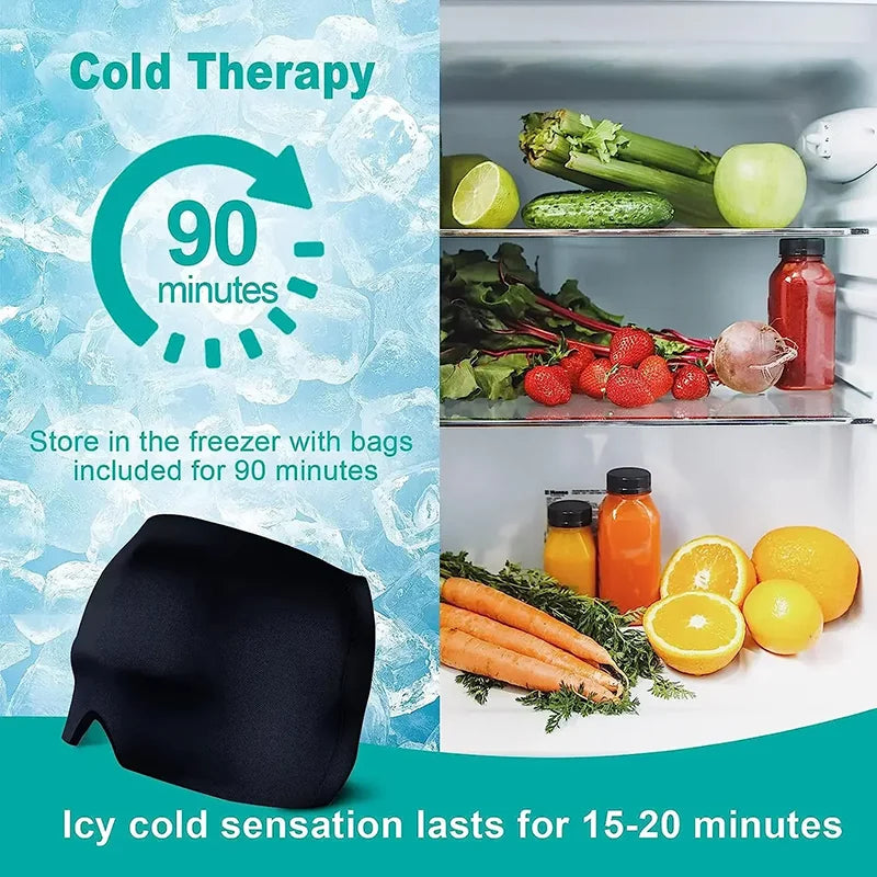 Migraine Gel Cold Ice Head Wrap Pack Headache Relief Hat Compress Face Mask Sleep Tool For Sinus Stress Tension