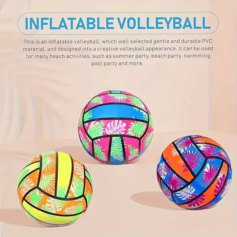4-Pack Inflatable Tropical Leaf Beach Volleyballs | Summer Pool Toys