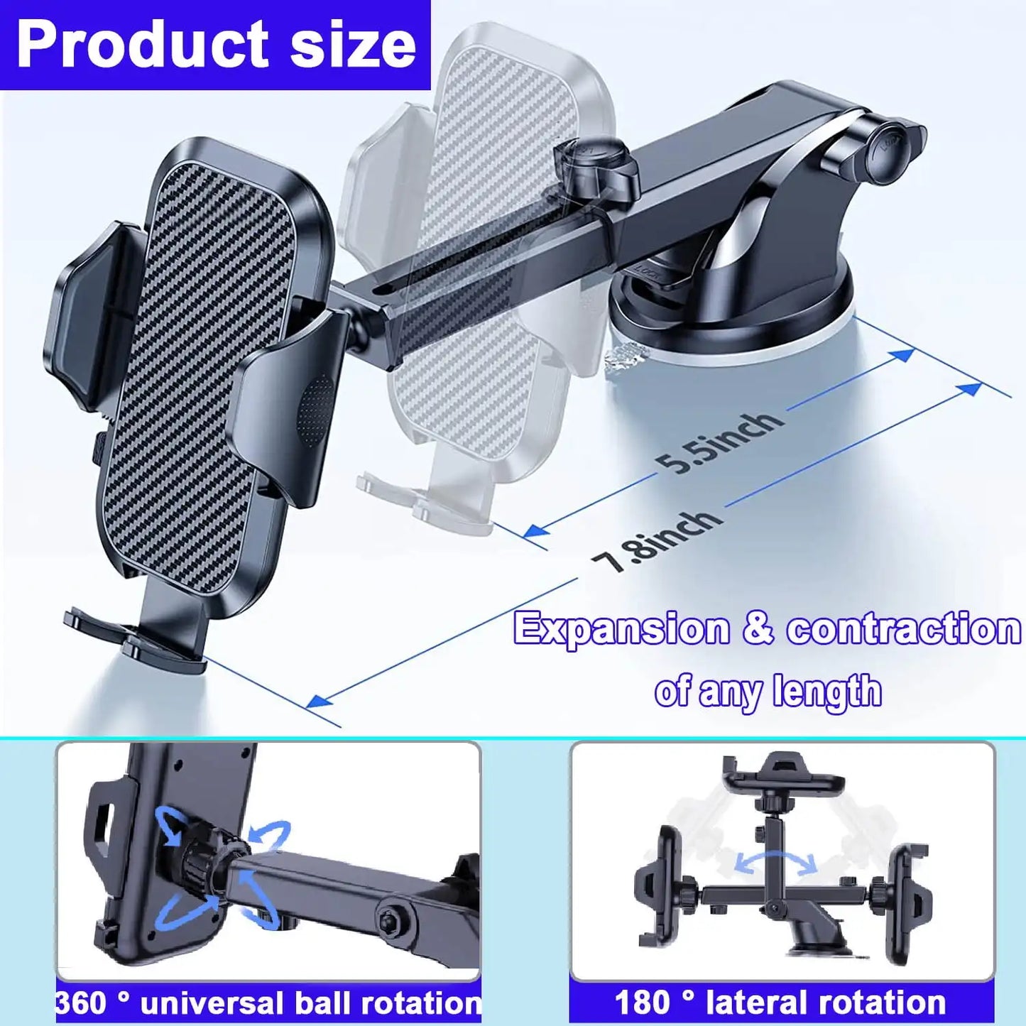 Car Phone Mount with Long Arm – Universal Air Vent Holder