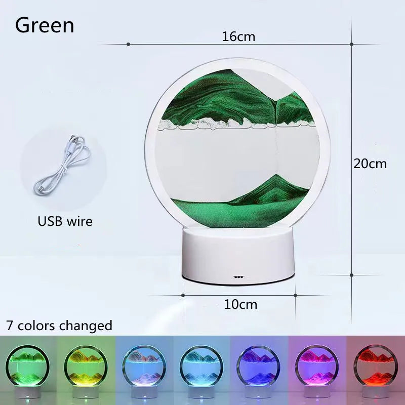 3D Quicksand Table Lamp – Hourglass Sand Art Mood Light