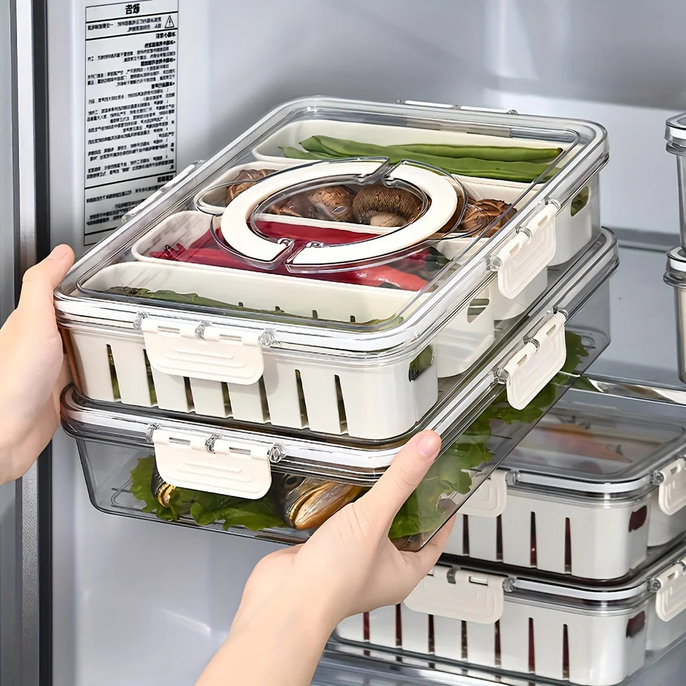 4Grid /8 Grid Snack Box Container, Portable Travel Charcuterie Board with Lid, Refrigerator Food Storage Box, Snack Organizer