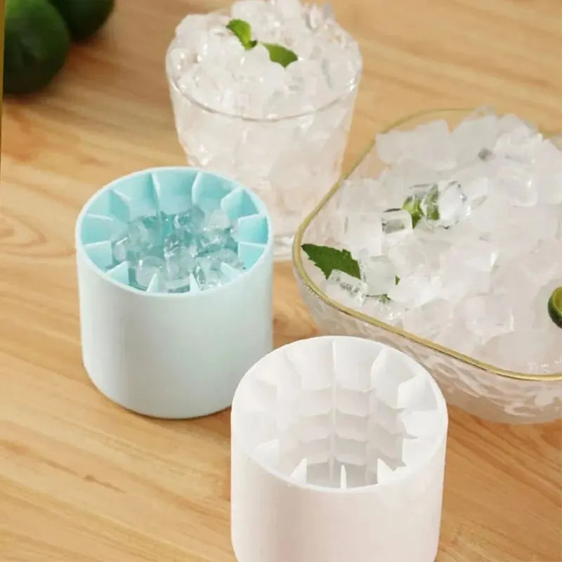 Silicone Round Ice Cube Mold Bucket Refrigerator Freeze Storage Maker Cups