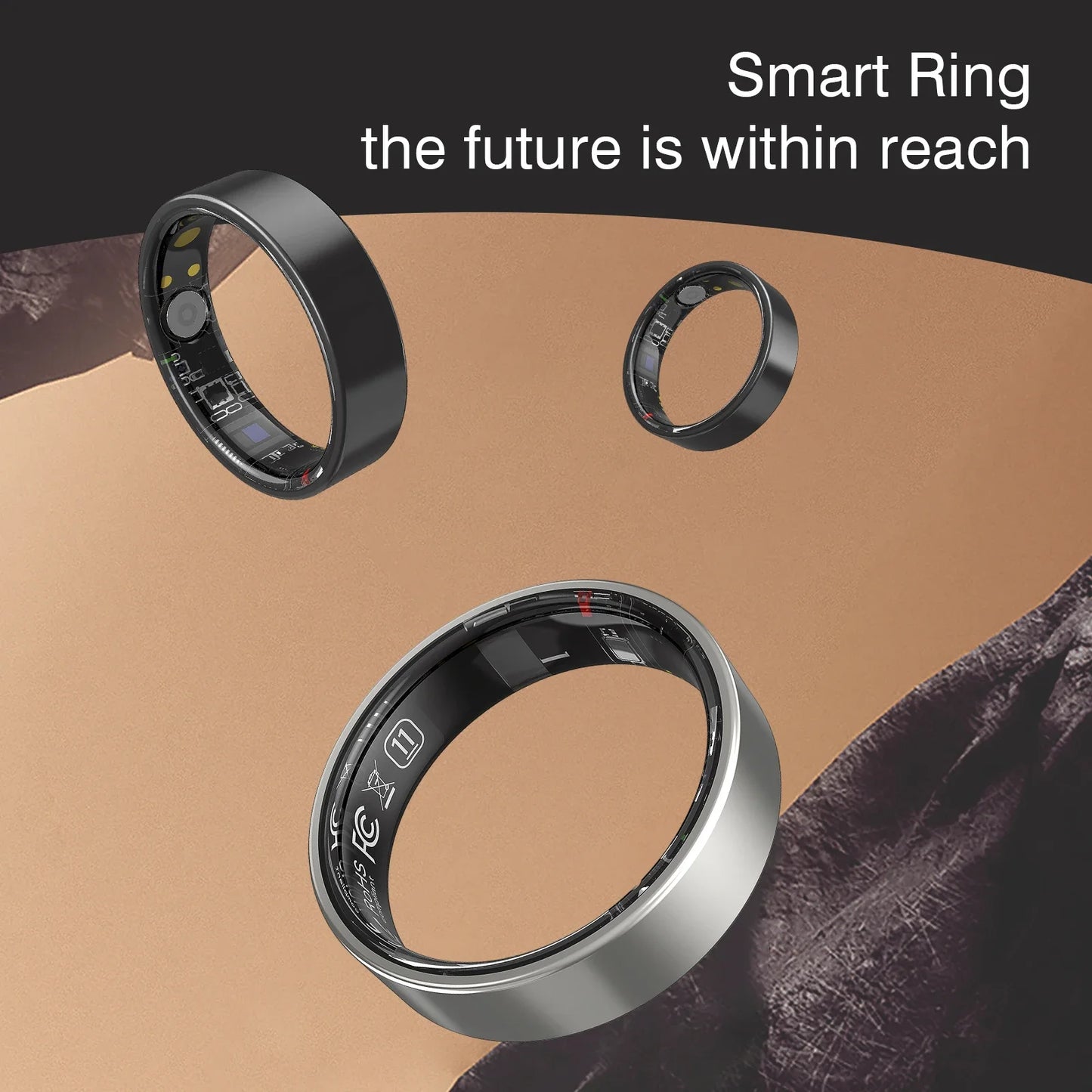 Smart Ring with Integrated Touch Display | Stainless Steel Multi-Sport & Health Tracker