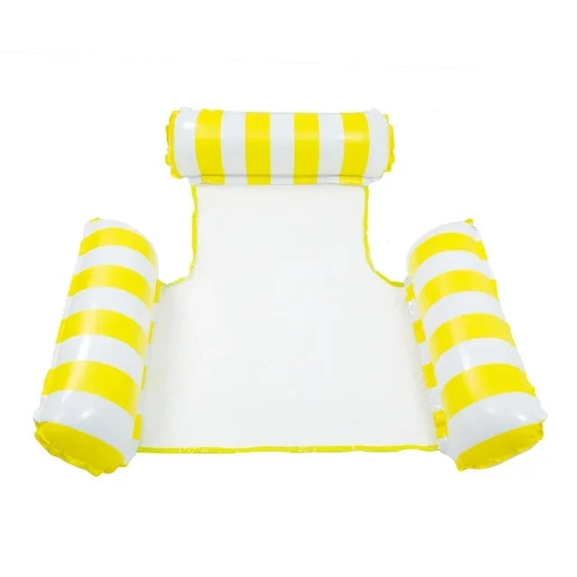 Inflatable Stripe Pool Hammock Lounge Chair | Floating Water Mattress