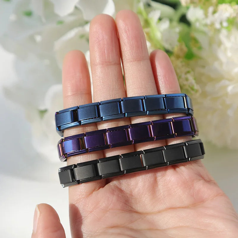 Italian Elastic Stainless Steel Charm Bracelet 9mm
