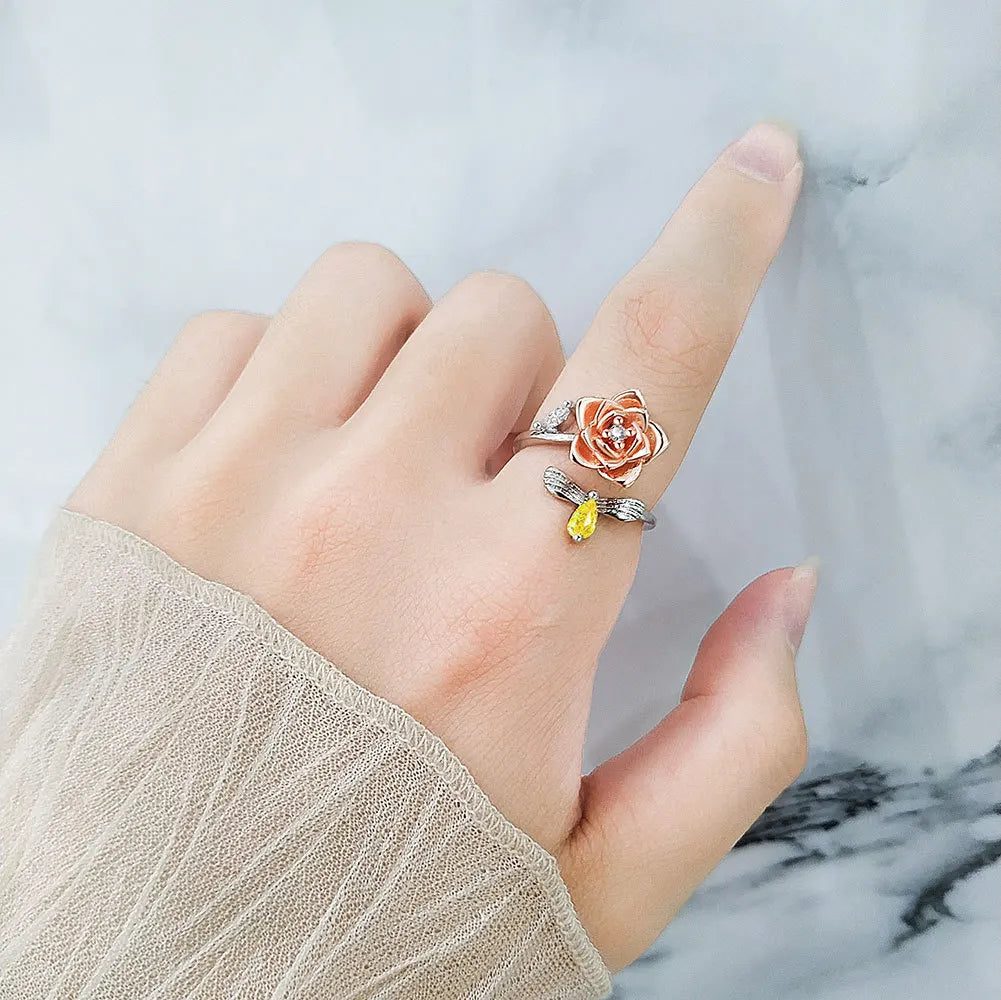 925 Sterling Silver Rotatable Sunflower Ring