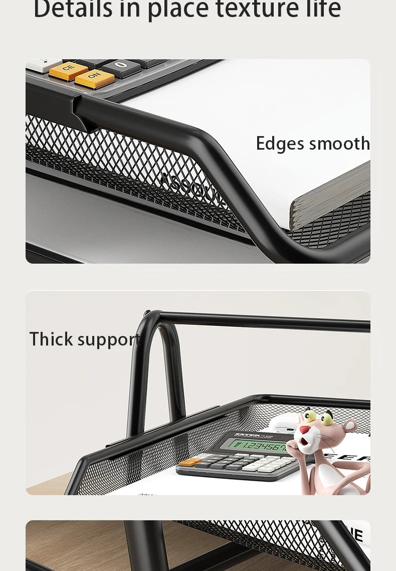 Mesh Paper Organizer Office Desk File Storage Trays Desktop Accessories Holder