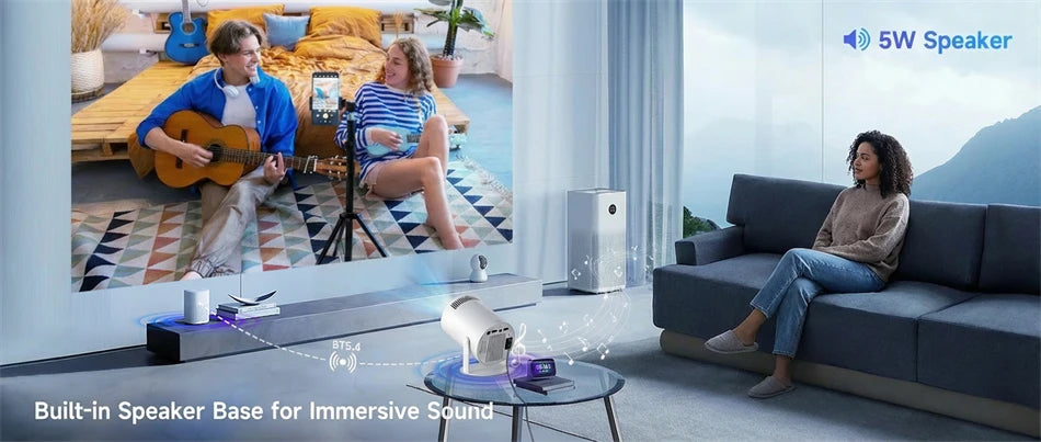 HY300 4K Mini Projector – Android 11 WiFi6 Portable Cinema