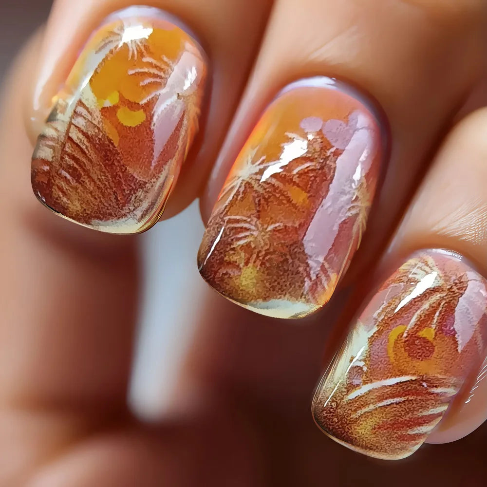 24pcs Simple French Press on Nails Tips Love Stripe Design Short Square False Nails Woman Acrylic Full Cover Nail Art Fake Nail