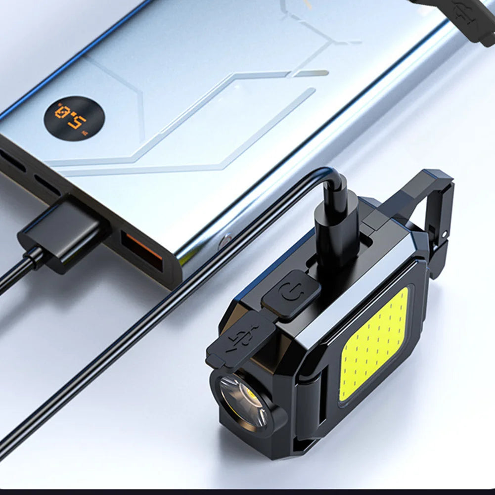 Mini Pocket Flashlight 1000LM COB LED Type-C Rechargeable Waterproof Work Light