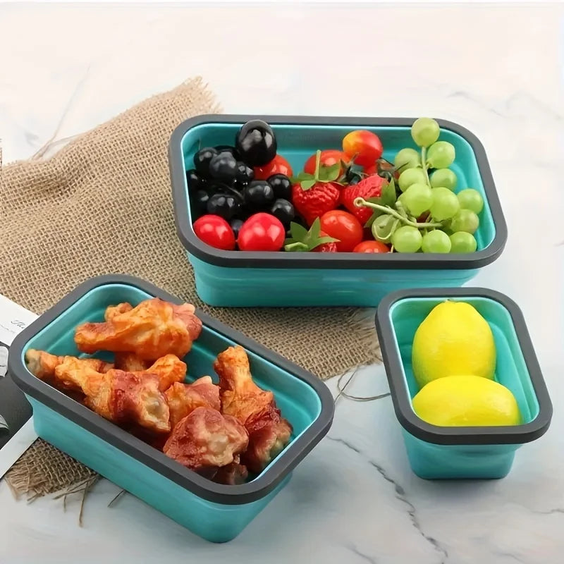 Collapsible Silicone Food Storage Containers – Foldable Lunch Box Set