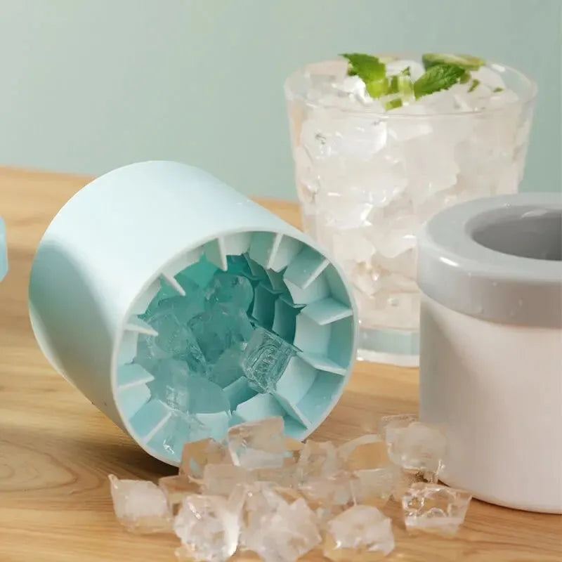 Silicone Round Ice Cube Mold Bucket Refrigerator Freeze Storage Maker Cups