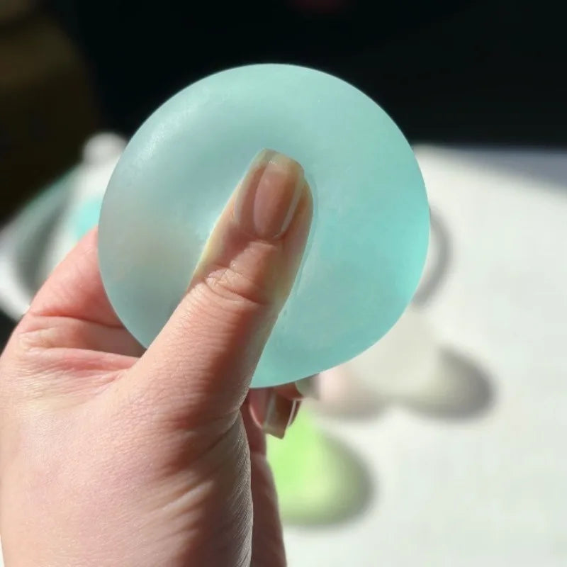 Squishy Blue Maltose Fidget Toy, Soft Pink Mochi Sensory Squeeze, Coconut Oil Ball Slow-Rebound Decompression Toy Xmas Gift