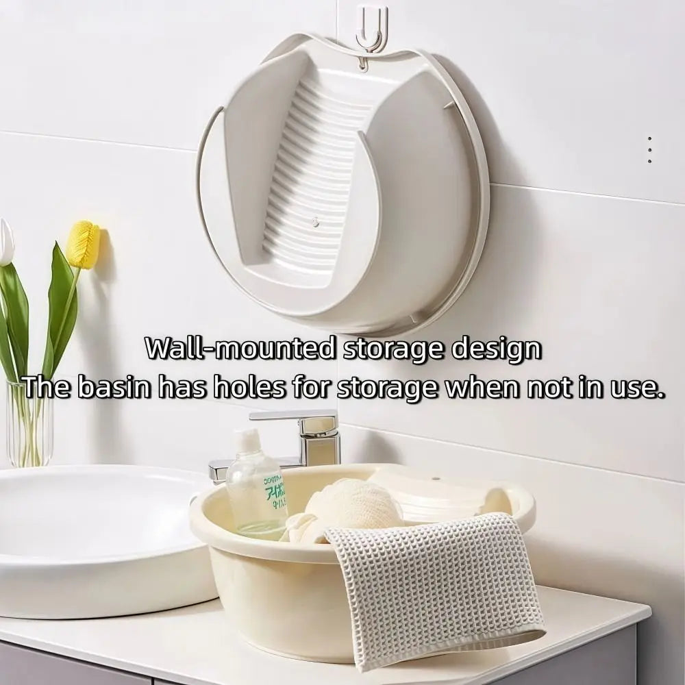 2IN1 Washboard Basin Plastic Non-Slip Underwear Cleaning Basin Convenient Lightweight Laundry Tub For Hand Washing Clothes