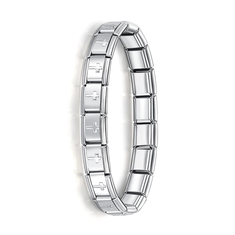 Italian Elastic Stainless Steel Charm Bracelet 9mm