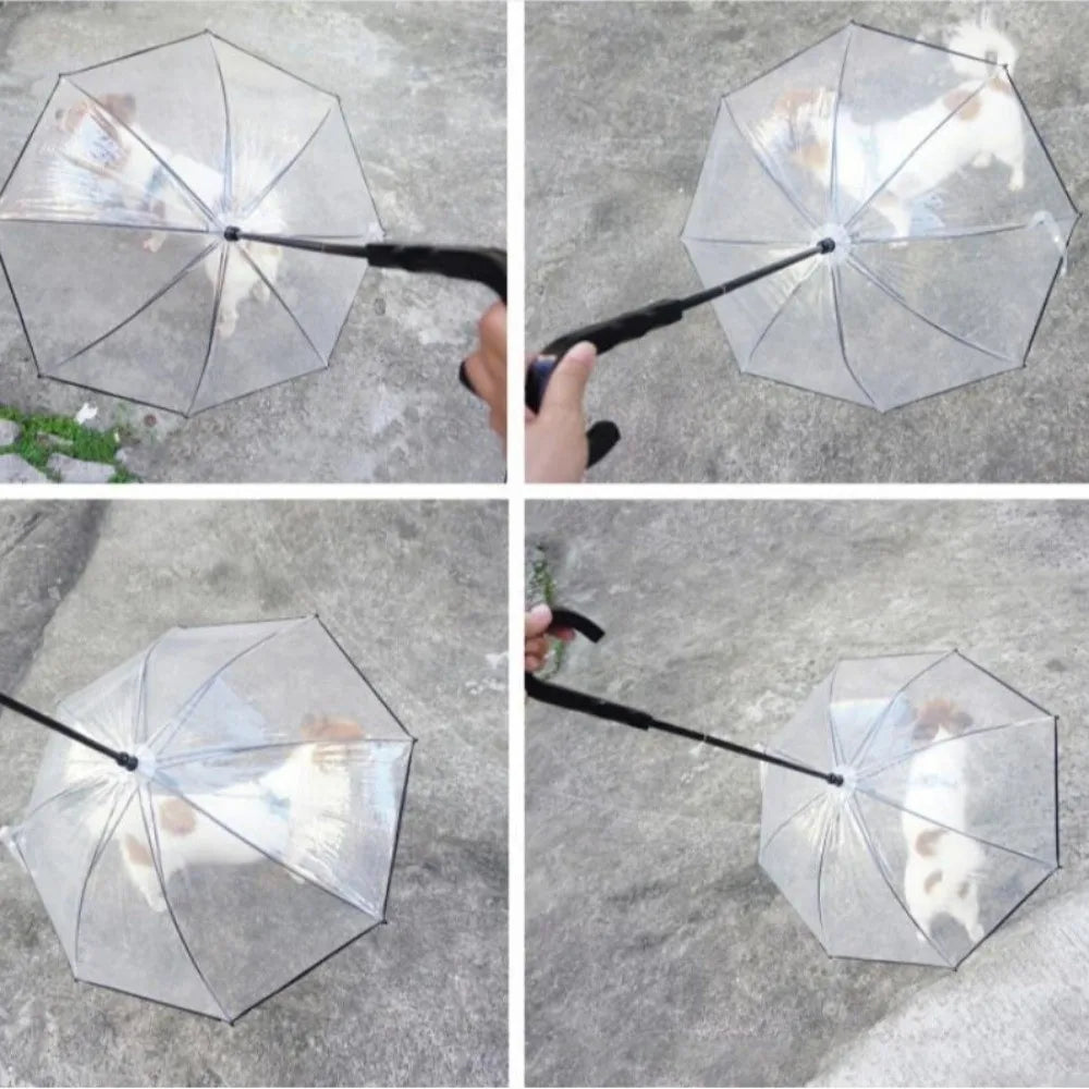 Clear Dog Umbrella with Leash – Adjustable Rainproof Pet Poncho for Rain & Snow