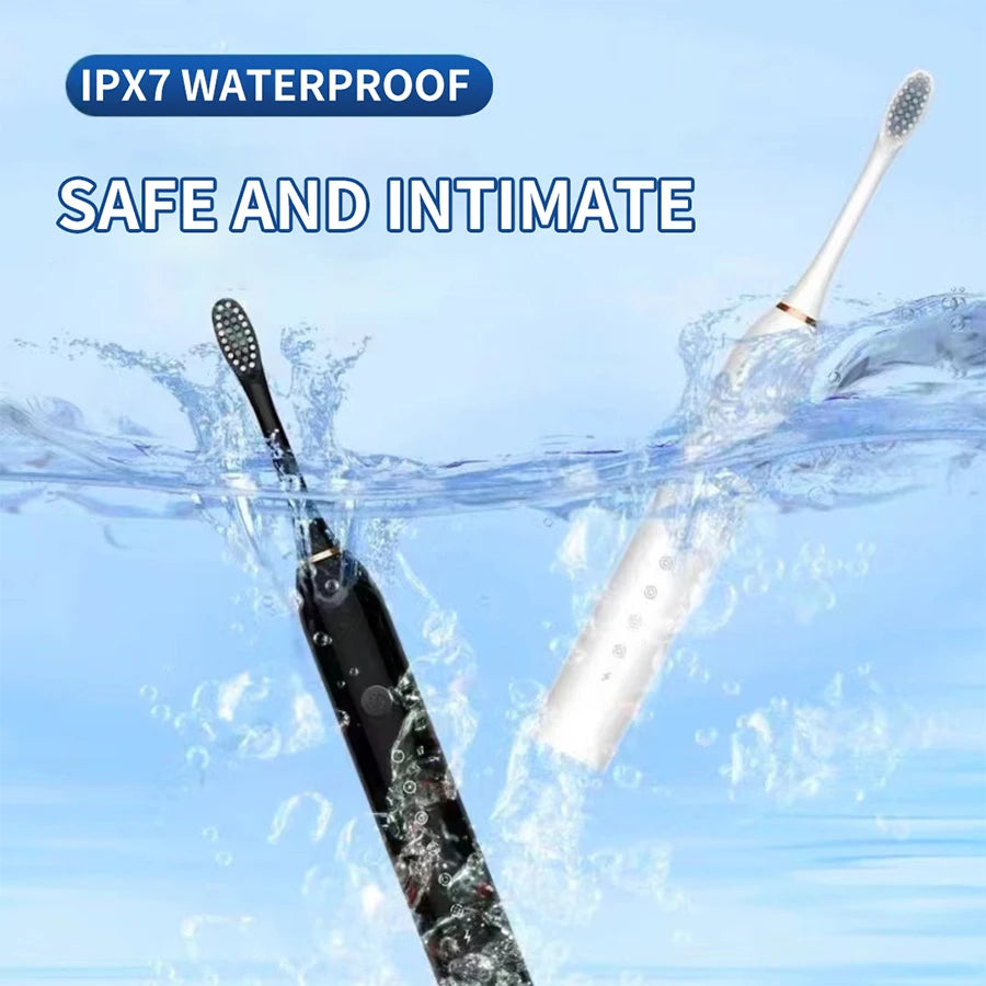 Electric Ultrasonic Toothbrush – 6 Speed USB Rechargeable Waterproof Tooth Cleaner (Couple Set)