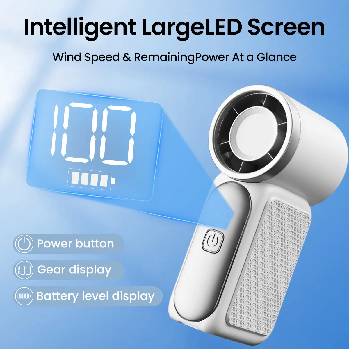 Mini Handheld Turbo Fan Portable High Speed Cooling Blower with 100 Speed Settings